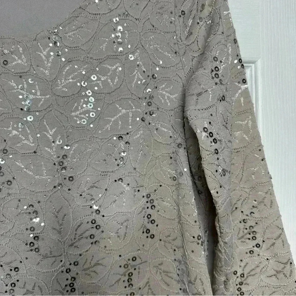 Tanjay Sequined Shirt 3/4 Length Sleeves Grey Size Small - Picture 7 of 15